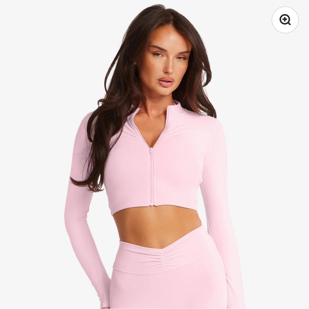 CSB Pink Zip-Up Crop Top Jacket Small